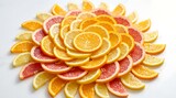 Tatahanan Segar Irisan Jeruk Lemon dan Grapefruit Tertata Rapi Seperti Bunga Vitamin C Melimpah