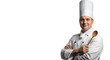 © MOTIWARA - Professional chef in uniform holding wooden spoon as transparent object