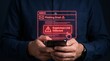 © Abbas - Man holding smartphone with phishing email alert on screen warning of suspicious link detected in inbox