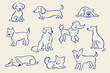 © Victoria - Dog breeds set naive blue sketch vector illustration
