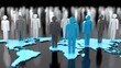 © kvladimirv - Global Business Network: Diverse Figures Standing on World Map Representing International Connections