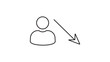 © Mohsin - Minimalist Unemployment Rate Vector Icon Featuring a Person and Downward Arrow for Job Loss, Economic Decline, and Layoffs, Clean Outline Illustration with Editable Stroke for Customization.