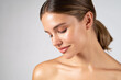 © JoeyMarut - Young woman with balanced skin tone and soft expression showcasing radiant skin and natural makeup, close up portrait emphasizing smooth complexion and relaxed pose