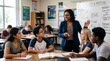 © Debby - Teacher leading diverse classroom discussion.