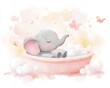 © Svitlana - Elephant character relaxing in a spa bubble bath for mental health and relaxation concepts