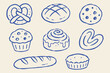 © Victoria - Bakery bread pastry set naive sketch vector illustration