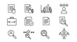 © HUANG - Vector line icon set for human resources, recruitment, and business management, covering candidate search, document processing, and performance evaluation