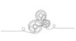 © Line Lab - Three interlocking gears mechanism continuous line art illustration