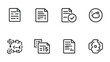 © AJM - Iconic Symbols of Information: A set of black and white line icons representing various documents and data-related symbols.