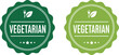 © Your Sexy Vectors - Green vegetarian label badges with leaf icons for healthy food packaging and restaurant menus