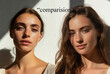© Anastasiia - Two young women are presented side-by-side, highlighting a comparison of their appearances. The setting is a minimalist studio with a white background and natural light.