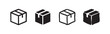 © liubomir118809 - Cardboard box or package icon set in outline and solid styles, signifying shipping and delivery.