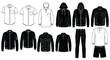 © MDRAMJAN - Collection of clothing items in black and white silhouette high quality professional detailed modern elegant stylish clean crisp vibrant colorful digital