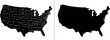 © Tanya - map of usa with state names and silhouette, united states of america geography outline, black administrative division borders of us territory on transparent background