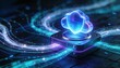 © igor.nazlo - Secure cloud storage protected by digital shield and encrypted data streams, cybersecurity protection for online backup systems and modern cloud computing infrastructure
