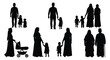 © AsfiqurRahman - family silhouettes with various poses and clothing styles silhouette high quality professional detailed modern elegant stylish clean crisp vibrant colorful digital