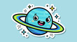 © Rhomaidhi - A cartoon planet with a happy face and a ring.
