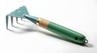 © mehedi - Green garden cultivator with wooden handle on white background