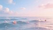 © 斯 李 - Pink flowers floating on ocean waves
