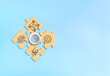 © tete_escape - Business collaboration concept with jigsaw puzzle pieces forming a target. Strategic alignment, stakeholder teamwork, goal driven planning, innovation process, and unified direction in organizations.