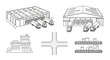 © Ropu - Industrial Buildings and Trucks Illustration.