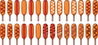 © MdMojnu - A Large Collection Of Delicious Cartoon Corn Dogs With Various Toppings And Sauces On A White Background