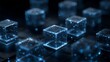 © MindPix - Enterprise AI Infrastructure Concept, Computing Matrix with Modular Futuristic Blocks and Glowing Blue Connection Lines, Clean Dark Background, Cinematic Minimal Sci-Fi Technology Scene