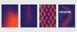 © TWINS DESIGN STUDIO - Modern abstract poster vector set. Bold blue and orange geometric cover design with gradient shapes, halftone dots, striped triangle and retro creative layout.