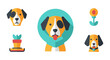 © itol - Dog icons illustration of a pet with flowers and potted plant elements