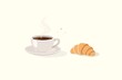 © Westend61 - Minimalist vector illustration of hot coffee and fresh croissant