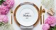© Dream Stock - Mothers day table setting with pink peonies and gold cutlery