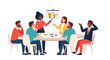© Ahmad - A diverse group of professional colleagues collaborates during a brainstorming session at a round table, sharing creative business ideas.