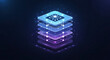 © Digital - Layered digital platform structure with glowing network nodes and circuit connections representing stack architecture and cloud computing infrastructure.