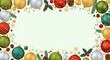 © Dare - Festive Christmas Ornament Border with Twinkling Lights and Pinecones on a Light Background