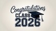© Mahfujur - Congratulations class of 2026 graduation celebration typography design with varsity numbers and cap illustration