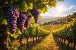 © AkuAku - Scenic vineyard landscape with ripe grape clusters under a sunny sky