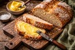 © AkuAku - Irish fresh baked bread with golden butter from above