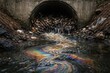 © TheWaterMeloonProjec - Oily sheen on stormwater runoff navigating a fully obstructed concrete culvert