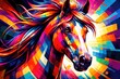 © AbstractAI - Editable vibrant horse head composition using abstract WPAP popart geometry