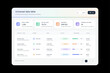 © 24 std - Modern Analytics Data Table Dashboard UI. Clean web dashboard interface with data table, KPI cards, search, filters, progress bars and status labels for CRM, analytics, reporting. Vector dashboard UI