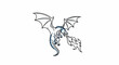 © dulur - A white dragon with blue accents breathes fire, wings spread wide