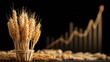 © koranis - Golden wheat in front of a financial growth chart, representing success and prosperity.
