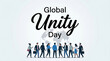 © DivineFest Pixels - Global unity day concept with diverse people standing together under world map showing collaboration inclusion teamwork and community connection for social awareness banner