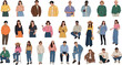 © MdNazmul - Diverse people characters collection men and women in casual outfits standing sitting and posing modern lifestyle vector illustration set