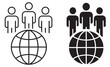 © Ярослав Дацко - global people icon with globe, minimal vector line and solid style, international community and network symbol isolated on transparent background