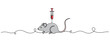© supplement - Lab mouse receiving injection on continuous line illustration. no editable strokes