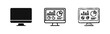 © drawing lines - Data analysis and business dashboard icons showing computer monitor with various financial charts and graphs.
