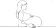 © Said - Continuous line drawing of a pregnant woman sitting on the floor