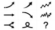 © Insa Batool - Minimalist black arrow icon set, business growth and financial trend symbols, 9 vector graphic elements for data visualization and progress tracking