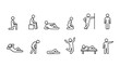 © TalalAhmad - Human Posture Stick Figure Icon Set on Transparent Background, stick figure, posture, gesture, body language, human poses, sitting, standing, lying, jumping, pointing, kneeling, leaning, resting,